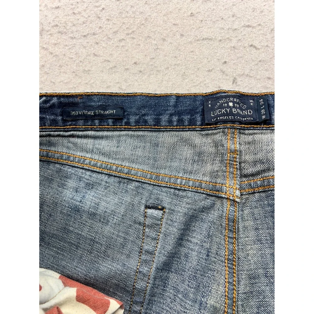 Lucky Brand 363 Vintage Straight Jeans Mens 38x34 Blue Denim Pants 2379